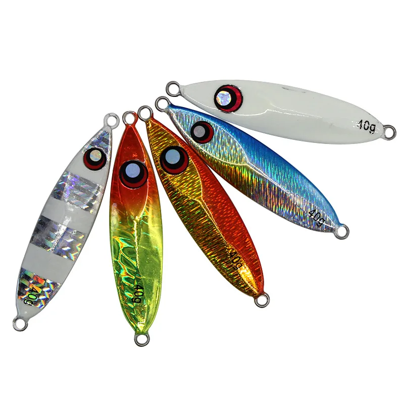 

40G Luminous Lead Jig Wobblers Deep Sea Fishing Metal Jig Slow Jigging Hard Bait Spoon Metal Lures Fishing, See pictures