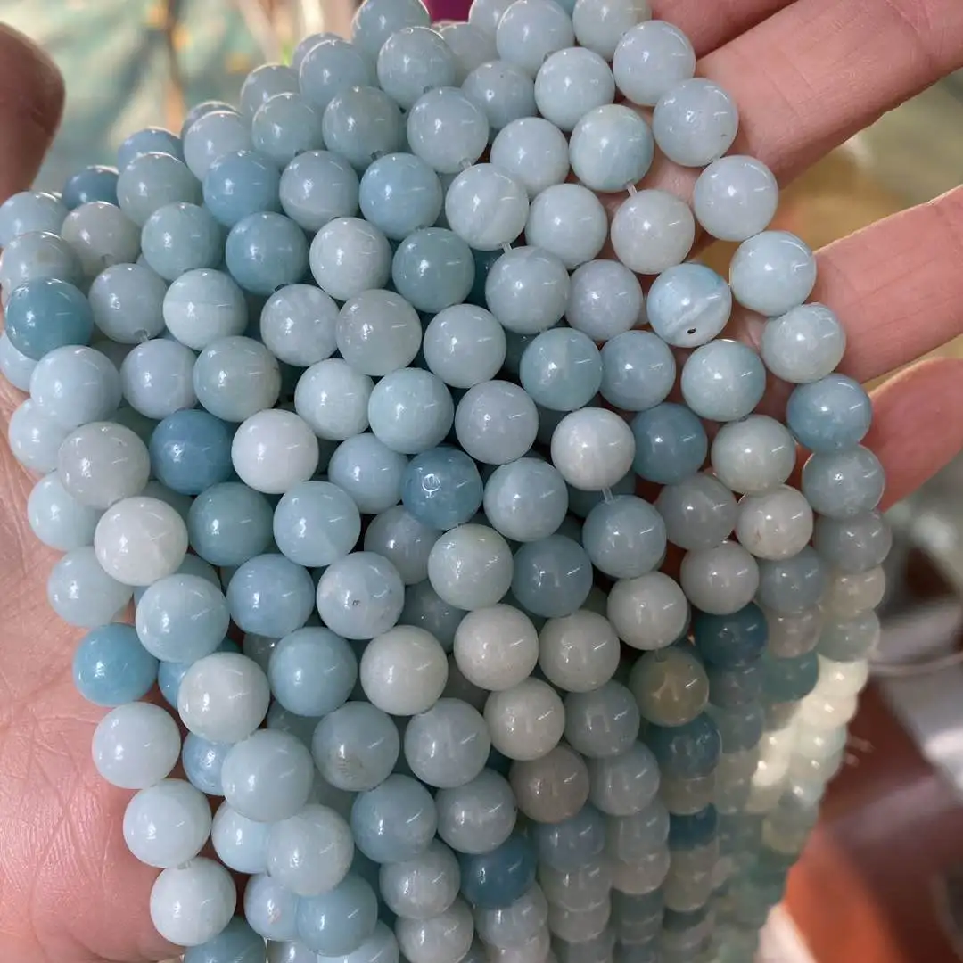 

Pure Blue Amazonite Jasper Healing Natural Stone Loose Round Matte Amazon Beads Pure Color Amazonite for Jewelry Making