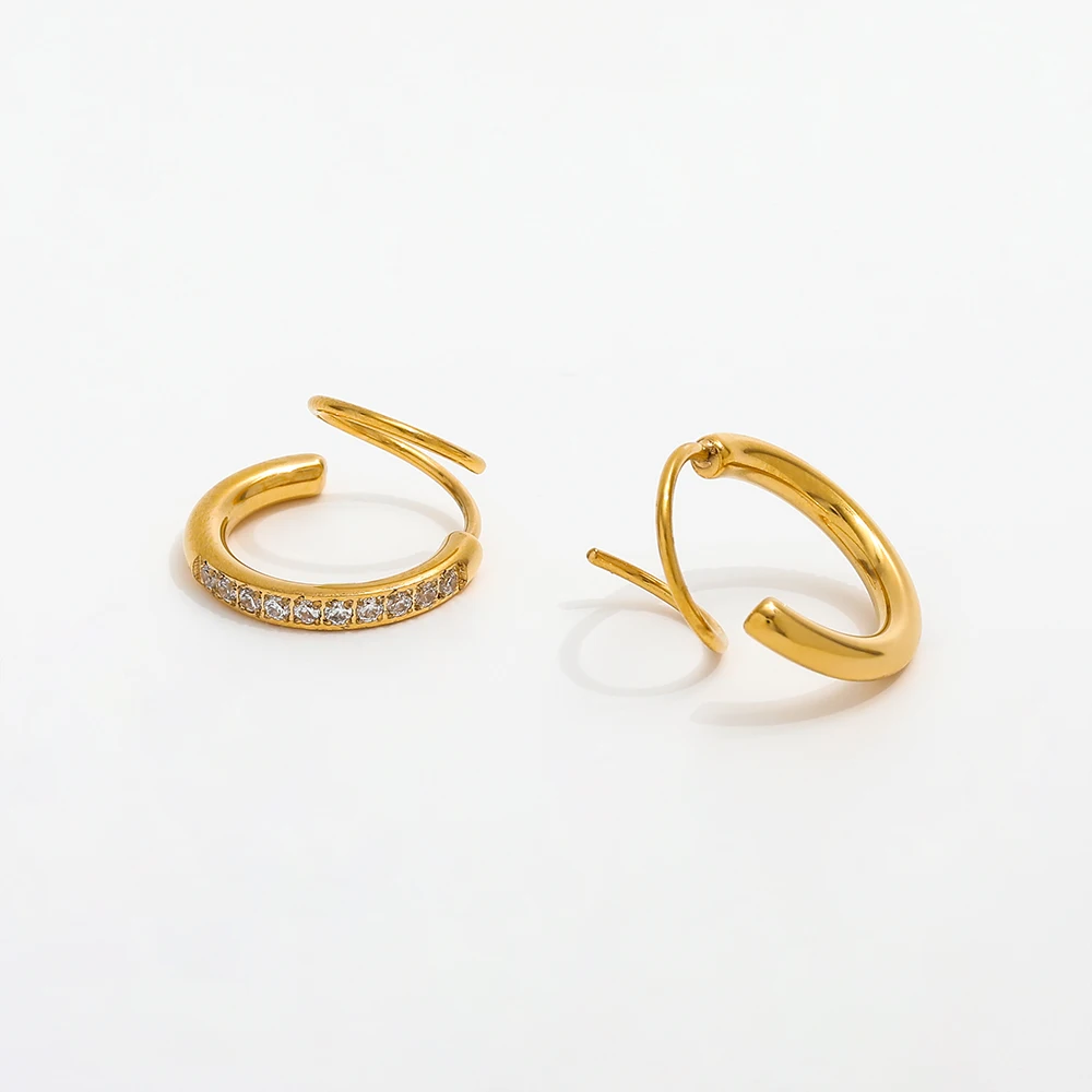 

JOOLIM Jewelry PVD 18K Gold Plated Stone Pave Spiral Earring Stainless Steel Jewelry New Trendy Jewelry