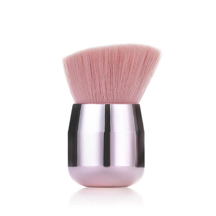 

synthetic hairl hair foundation puff wood makeup brush set, Silver