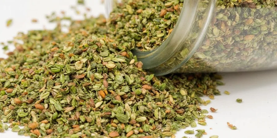 Close-up of a glass jar labeled 'Dried Greek Oregano'
