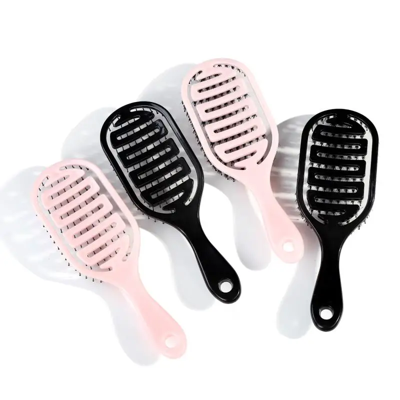 

Professional Hair Extension Brush Custom Logo Cutest Pink Boar and Nylon Bristle Detangling Hair Brush Manufacturer Hot Brushes, Multi color