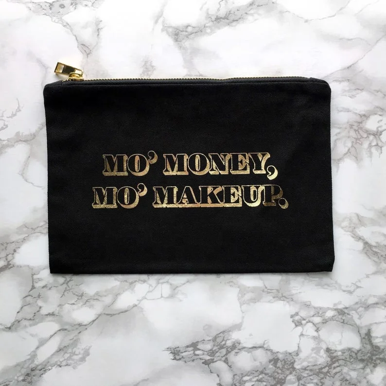 

Bridesmaids Gift Cometic Bag Black Canvas Makeup Organizer Blanks for Vinyl