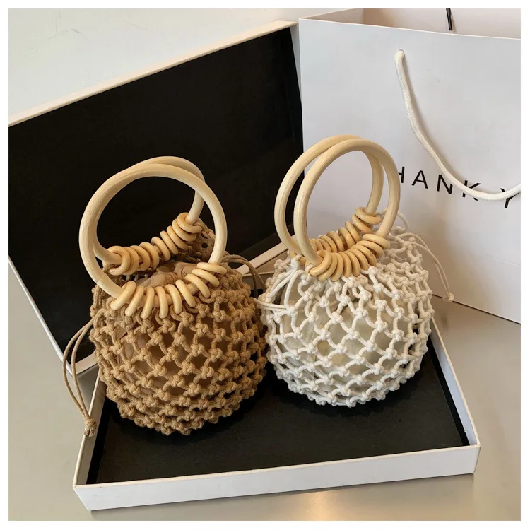 

New style easy matching fashion crossbody bag high quality women holiday beach bag fishing net woven handbags