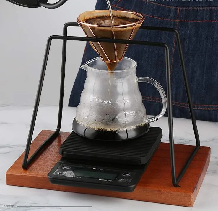 Wooden Coffee Dripper Stand With Steel Rack Food Safe V60 Pour Over