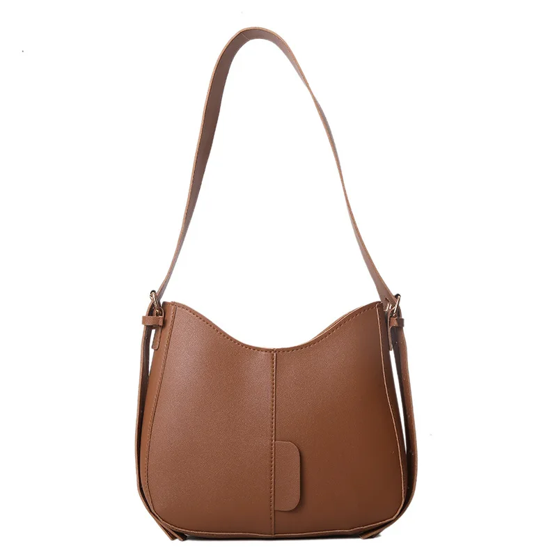 

Autumn and winter new ladies fashion retro messenger crescent bag texture versatile shoulder bag, Black, light brown, dark brown, coffee