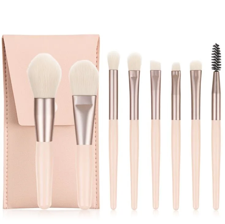 

1-7-11 7pcs cheap private label pink travel cosmetic make up makeup brushes set, Multi color