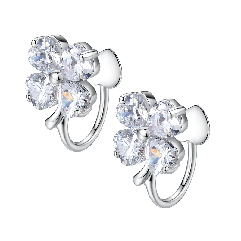 

Dropshipping One Pair 925 Silver Women Sterling Silver Baguette Cubic Zirconia 925 Hoop Earrings Wholesale, Silver color