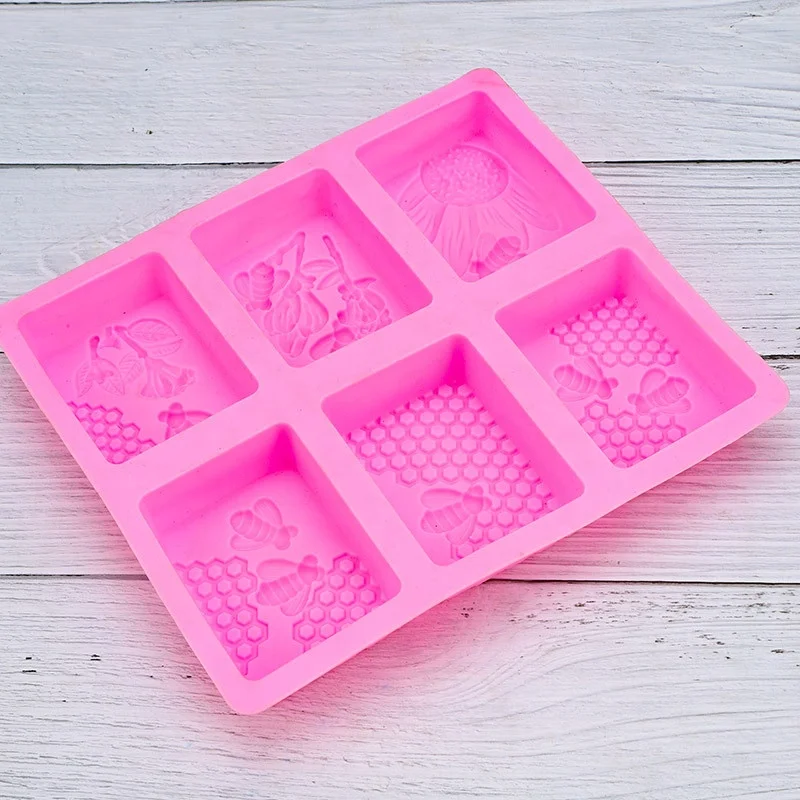 

Wholesale Round Oval rectangle hexagon Bee Silicone Soap Mold Honeycomb Molds for Chocolate Jelly Candy Making, Pink,purple