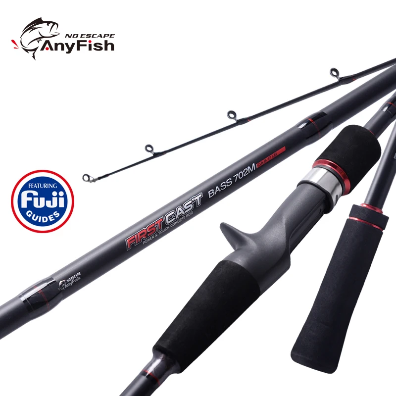 

ANYFISH FIRST CAST Casting Fishing Rod Japan Fuji Guide ring 702M/2.1m Carbon 2 Sections Baitcasting Rod