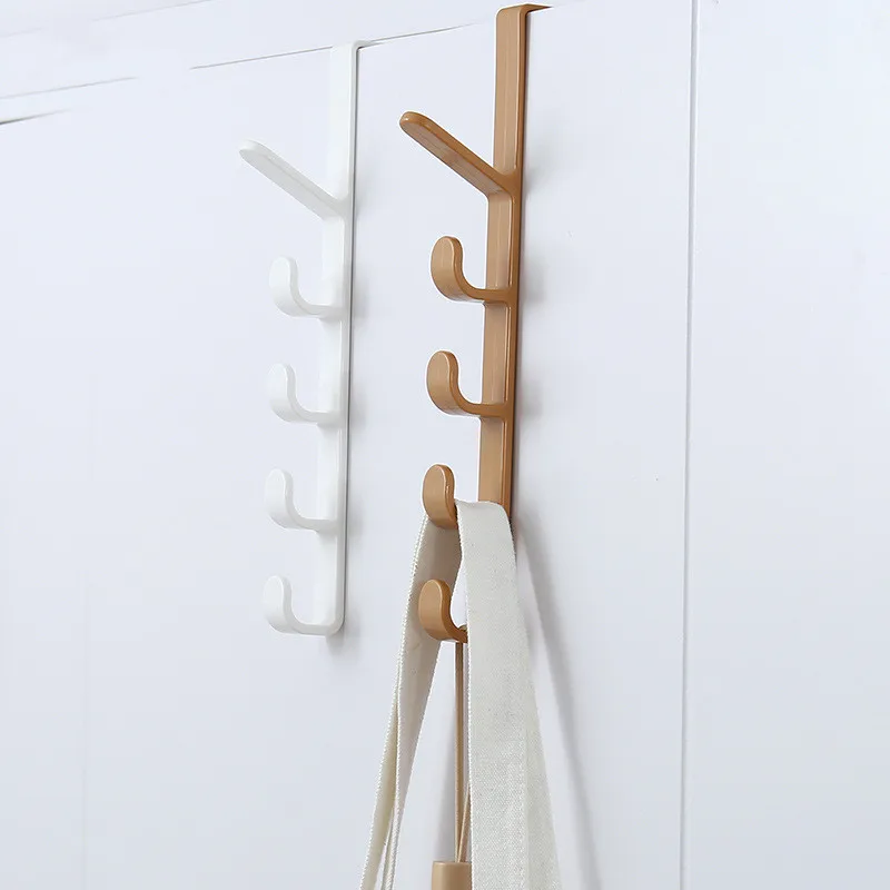 

Vertical over the Door Towel Rack Coat Hanging Hooks, Blue/white/coffee