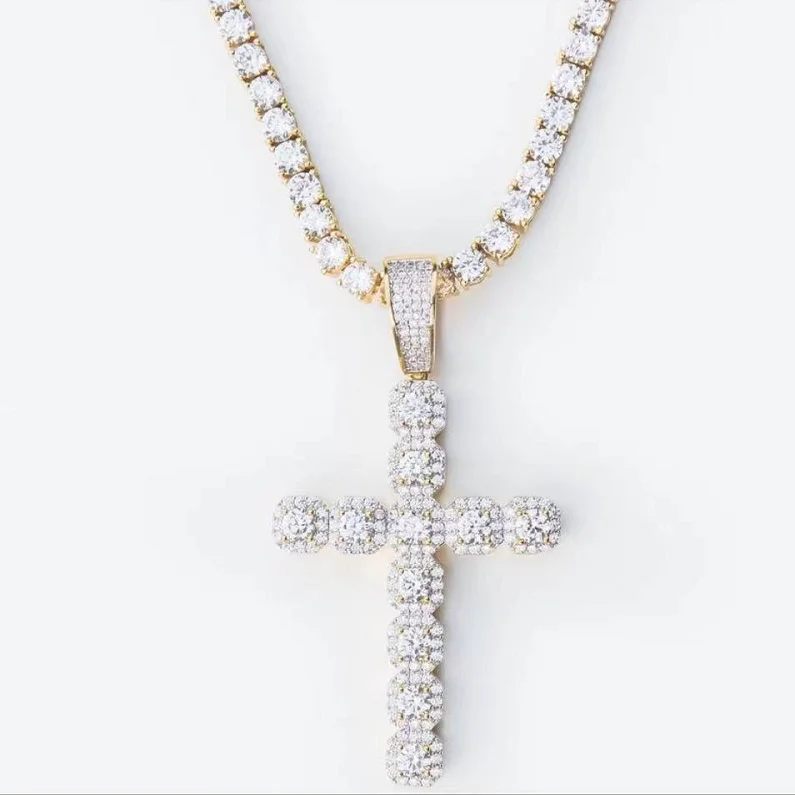 

Timeless Style AAA Cubic Zirconia Inlay 925 Silver Pendant Cross Pendant Hip Hop Pendant
