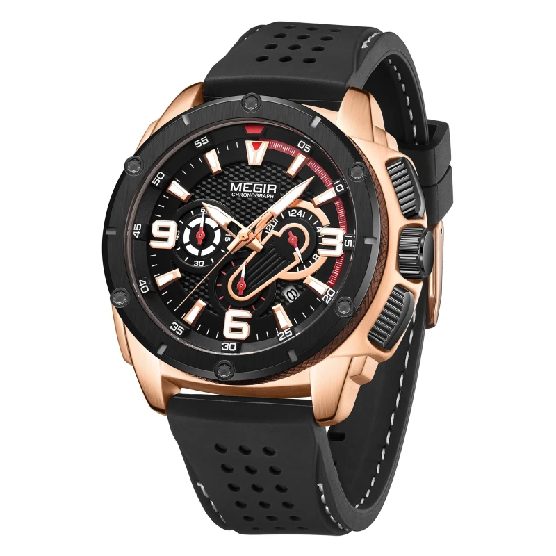 

MEGIR Brand Watch For Men New Luxury Chronograph Waterproof Sport Men Wristwatches orologio uomo Silicone Military Watches Mens
