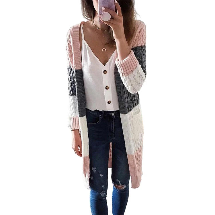 

chunky long sweaters ladies women knit striped women's sweaters cardigan korean style sweater, Mix color is available