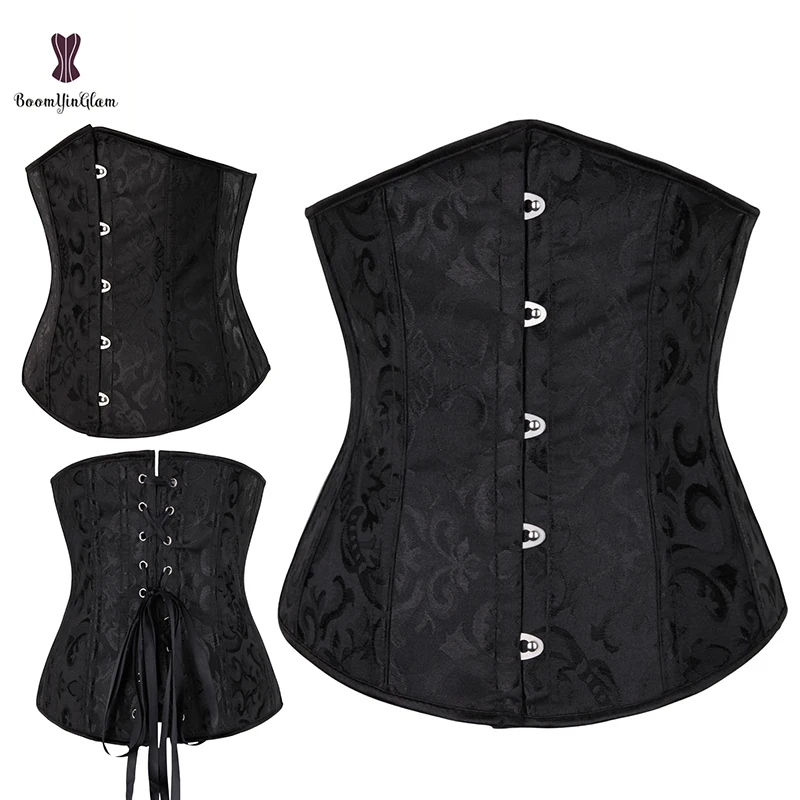 Black White Corelet Women Outfit Solid Corset Underbust Plus Size 6XL Long Torso Girdle Body Shaper for Big Girl