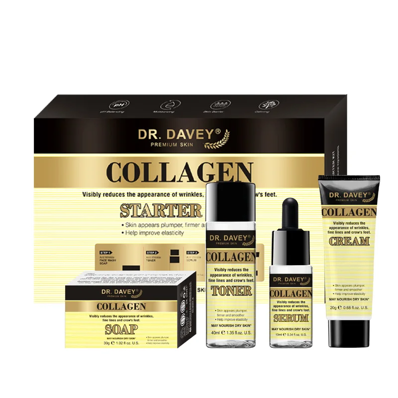 

Dr.Davey Collagen Starter Kit Whitening Skin Care Travel 4in1 Serum Set Moisturizing And Anti-Acne Serum Set