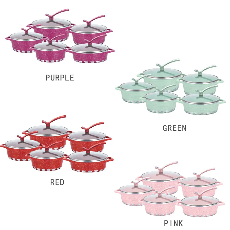 

10 pcs die cast granite cooking pots kitchen wear nonstick cookware sets, Customized color