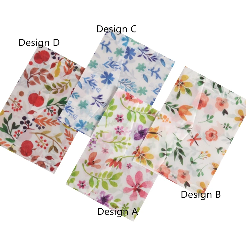 Retro transparent romantic floral design series eco friendly envelope packaging custom logo size custom design 12.5X17.5CM