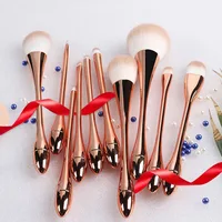 

Fashion Sexy Rose Gold Slim Waist 10pcs make up brushes luxury professional private label makeup brush set with brush bag