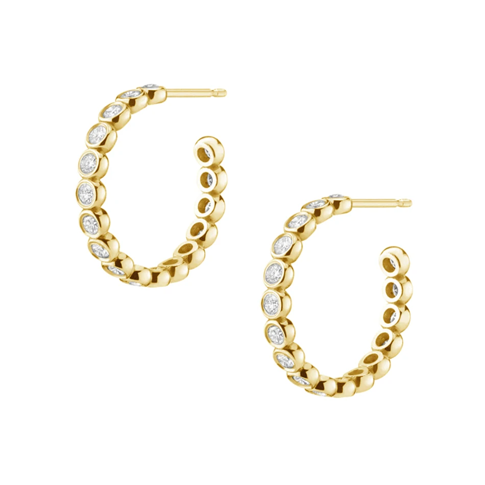 

high quality 18k gold plated luxury jewelry trendy 925 sterling silver high polish Diamond Eternity Earrings for women party