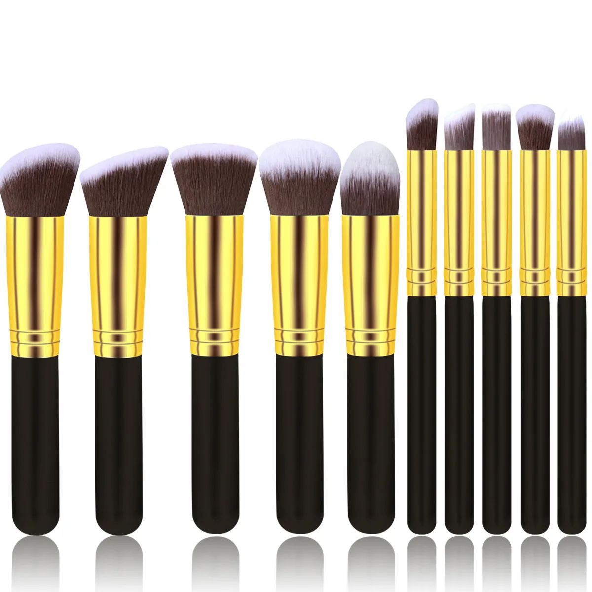

10pcs professional makeup brush set of liquid foundation mixed powder eyeshadow contour concealer blush makeup tool, White,colorful,black,pink,blue