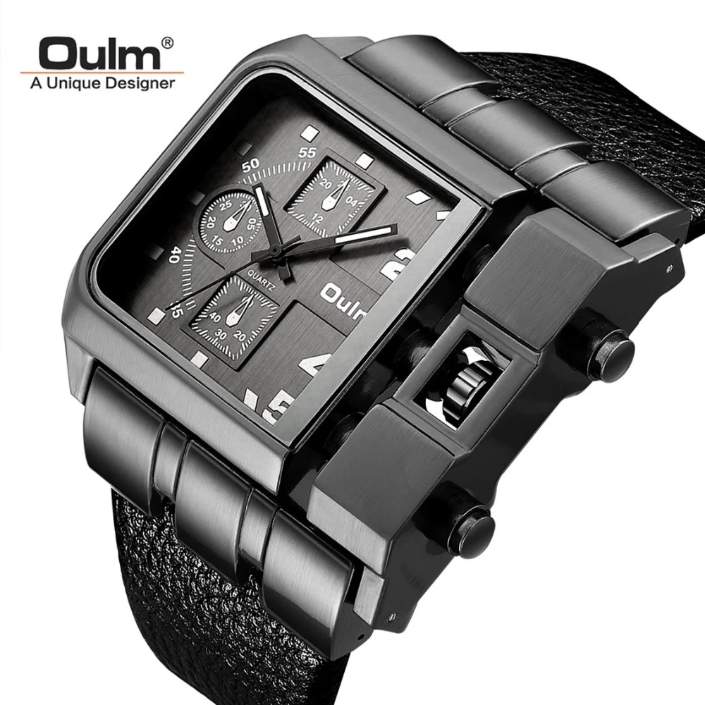 

Oulm 3364 Men Luxury Quartz New Style Fashion Leather Band Sport Military Wrist Watch