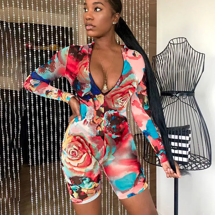 

FS3195A Fashion African clothing women flower print jumpsuit