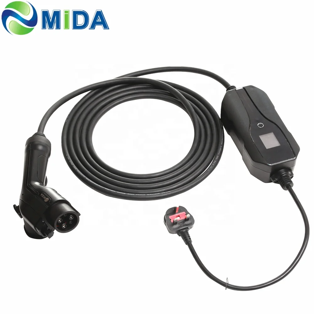 

8A 10A 13A Mode 2 EV Charging Type 1 J1772 UK Plug Home EV Portable Charger