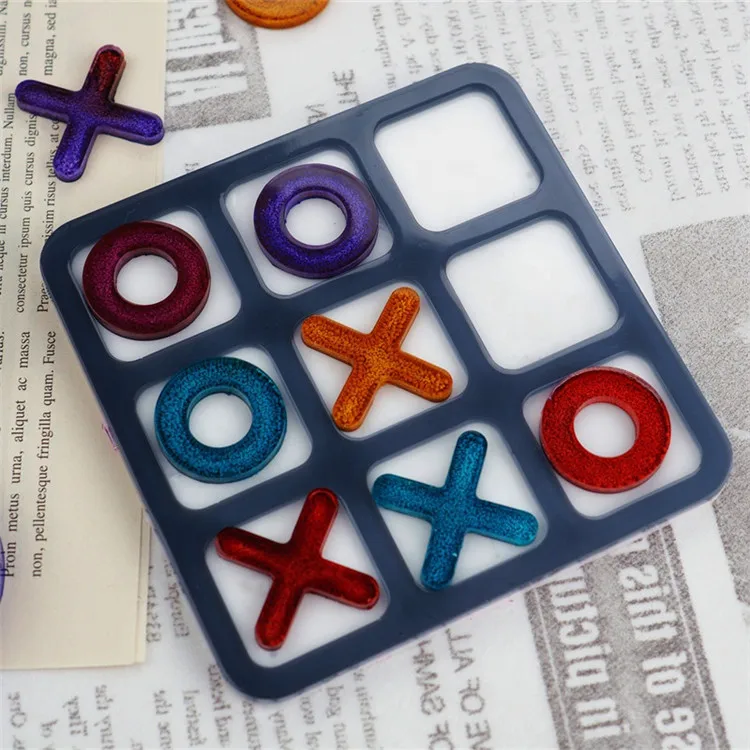 

Y1253 Cute Large and Small Tic Tac Toe Game Silicone Mold for Epoxy Resin