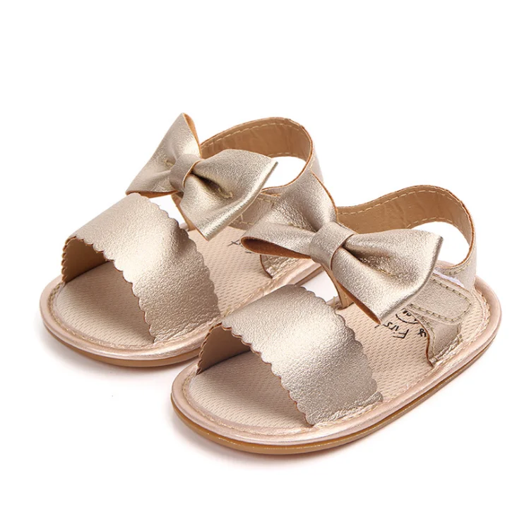 

Barefoot Summer Newborn Infant PU Leather Bow Shoes Toddler Kids Soft Sole First Walker Baby Girls Sandals, As pic