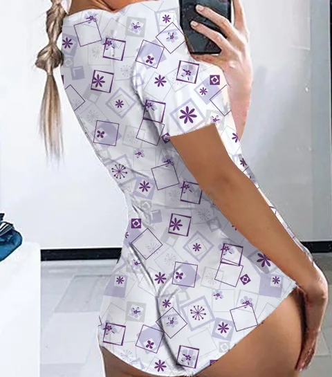 

Wholesale pajama nightwear onsies adults sexy short sleeve cotton onesie for women