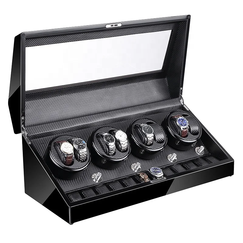 

Good quality luxury wrist watch shaker 8+12 Wooden matt watch winder box, Black