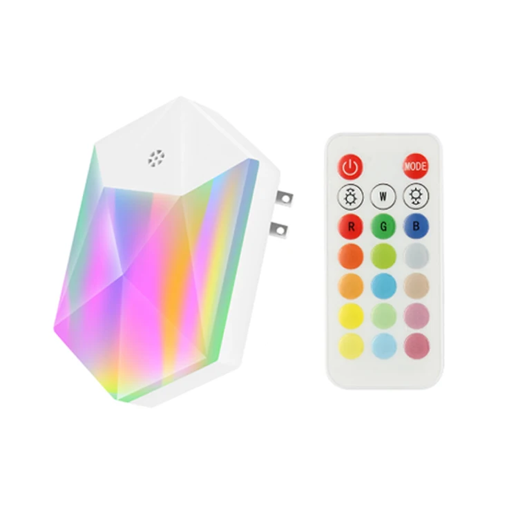 Smart Plug-in 16 Colors RGB LED Dimmable Home Remote Control Lamp Duck to Dawn LED Sensor Night Lights for babyroom bedroom