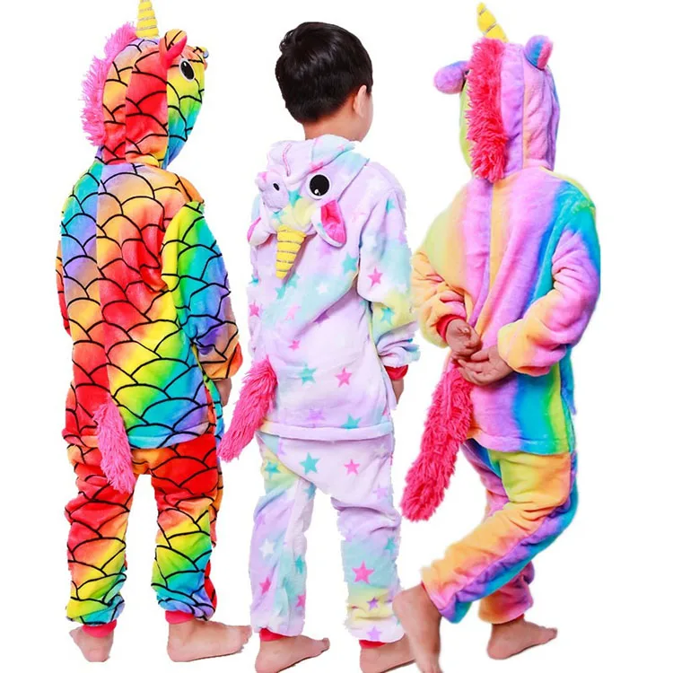 

2019 winter fashion style kids unicorn pajamas with long sleeve, Pic or customize