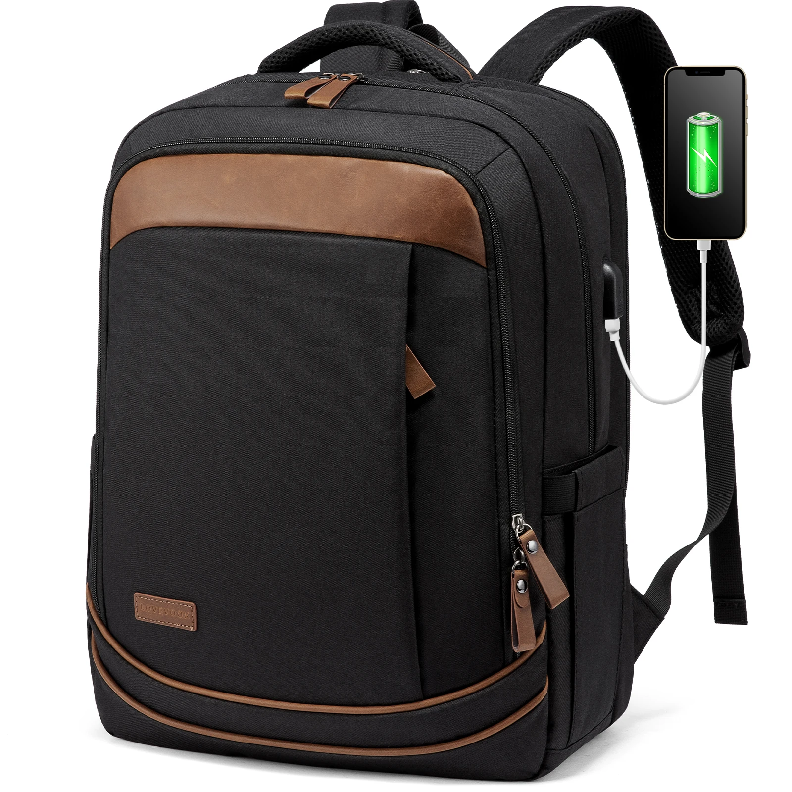 

LOVEVOOK Large Daypack with USB Port School Computer Bag 17 Inch Laptop Business College Bookbag for Men Women Travel Backpack