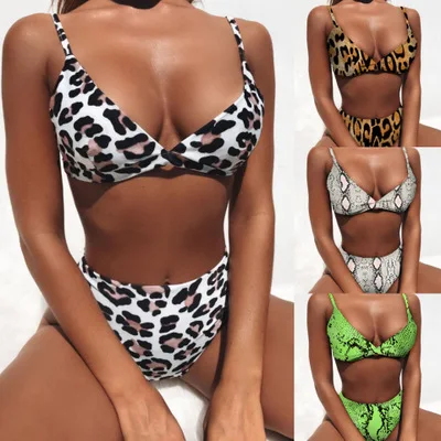 

Popular Bikini Sexy Personality Leopard Print Two Piece Split For Women Swimsuit, As picture