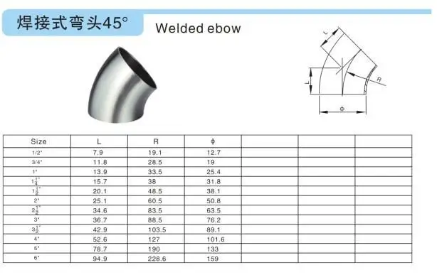 Grooved 316 Stainless Steel Pipe Fittings 45 Degree Elbow SCH160 Thickness