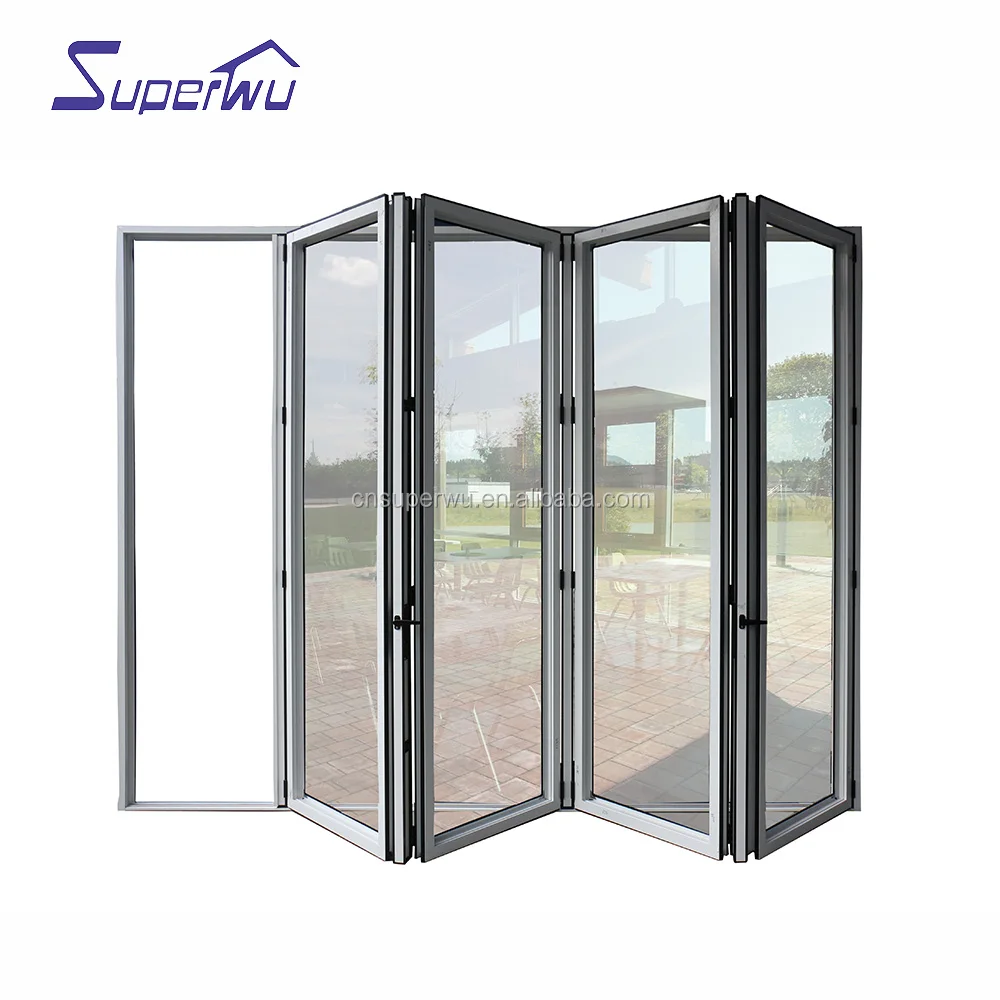 NAFS 2011 American Standard Aluminum Glass folding Door System With Accordion Fly Screen