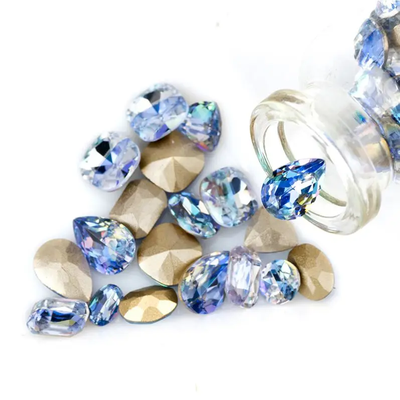 

Wholesale Sapphire LS Crystal Glass Fancy Stone Point Back Rhinestone for Nail Art Stone