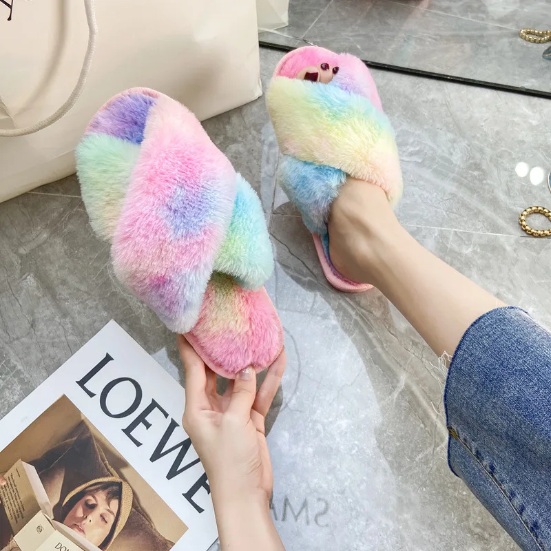 

home guest felt slippers Factory price Home Fur Slides Fashion Cotton home soft slippers, Customized color