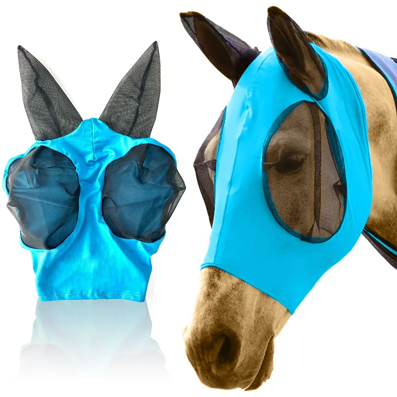 

Hot Sale Horse Fly Mask, Fly Mask with Ears, Riding Extra Comfort Lyc Grip Soft Mesh Horse Fly Mask with Ears, Black, white, pink, blue etc or customized