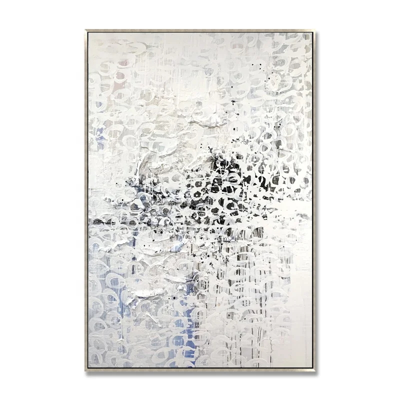 36x48Inch Handmade Black and White Oil Painting Modern Landscape Wall Art on Canvas with Framed by JZ Arts