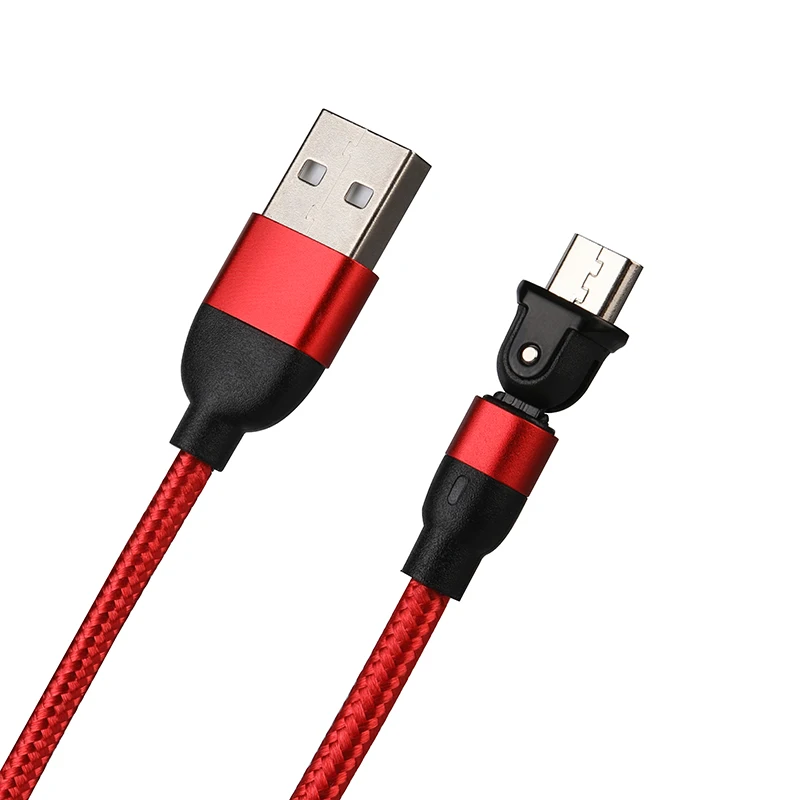 

High quality 180 degree rotation nylon braided micro usb data cable fast charging type c cables