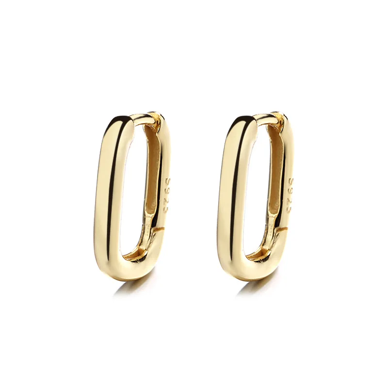 

Minimalist Gold Plated S925 U Shape Hoop Earrings High Polished 925 Sterling Silver Huggie Earrings