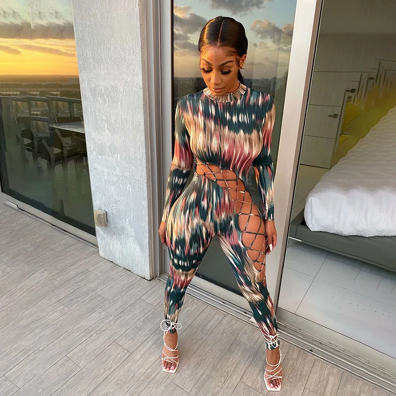 

fashion printed new slim tights pants bodysuit women casual sexy jumpsuit