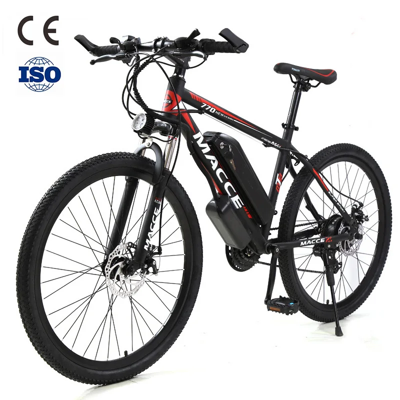 

HIGH quality removable battery adjustable speed LED car light full suspension 26 inch electric bicycle, Red black