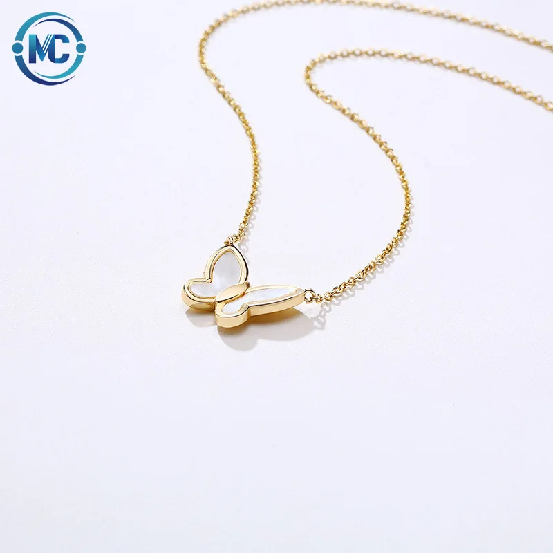 

2021 Stainless steel chain jewelry shell butterfly necklace for women girls