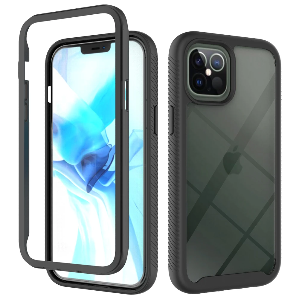 

Rubber Frame Armor Military Grade Defender PC TPU Rugged Shockproof Case For iPhone 11 12 X Xr Xs Pro Max 6 7 8 Plus mini Cover