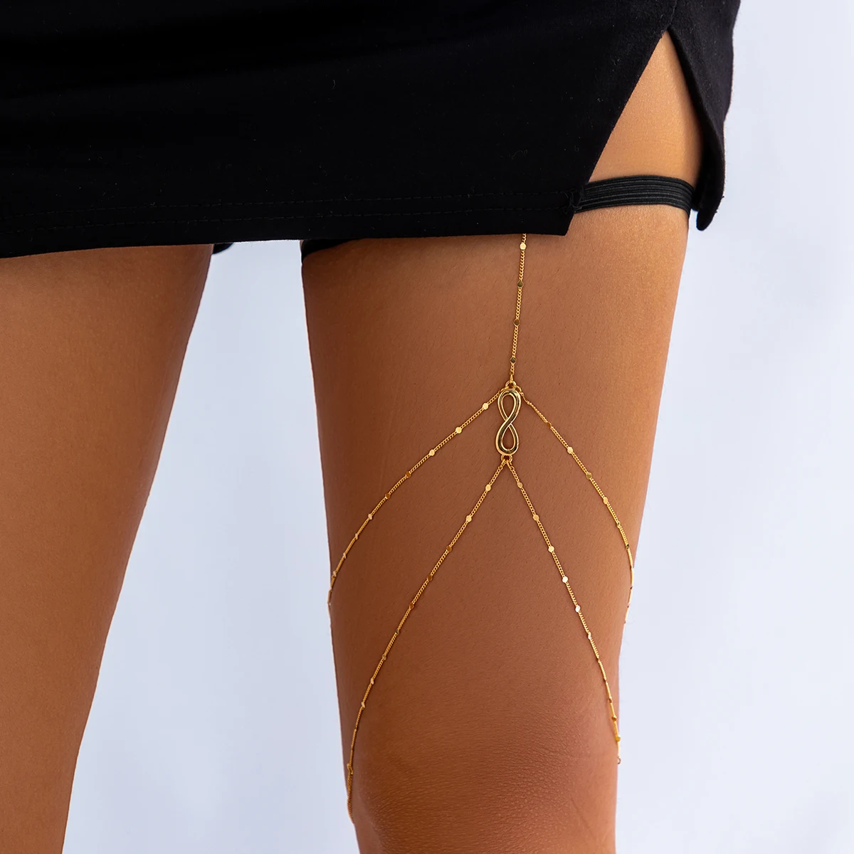 

SHIXIN Fashion Sexy Bohemian Elastic Band Twisted Disc Chain Leg Thigh Chain Women Summer Beach Harness Body Jewelry Gift Party