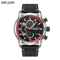 

2104 High Quality Leather Watches Original Analog Quartz Date Luminous Men MEGIR Brand Watch